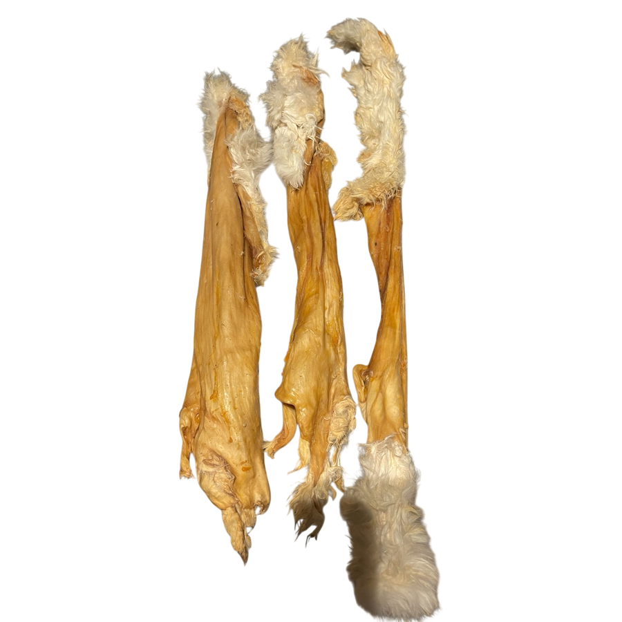 Kaninchen Haut Stangen mit Fell aus 100 % Kaninchen – Bones & Bites